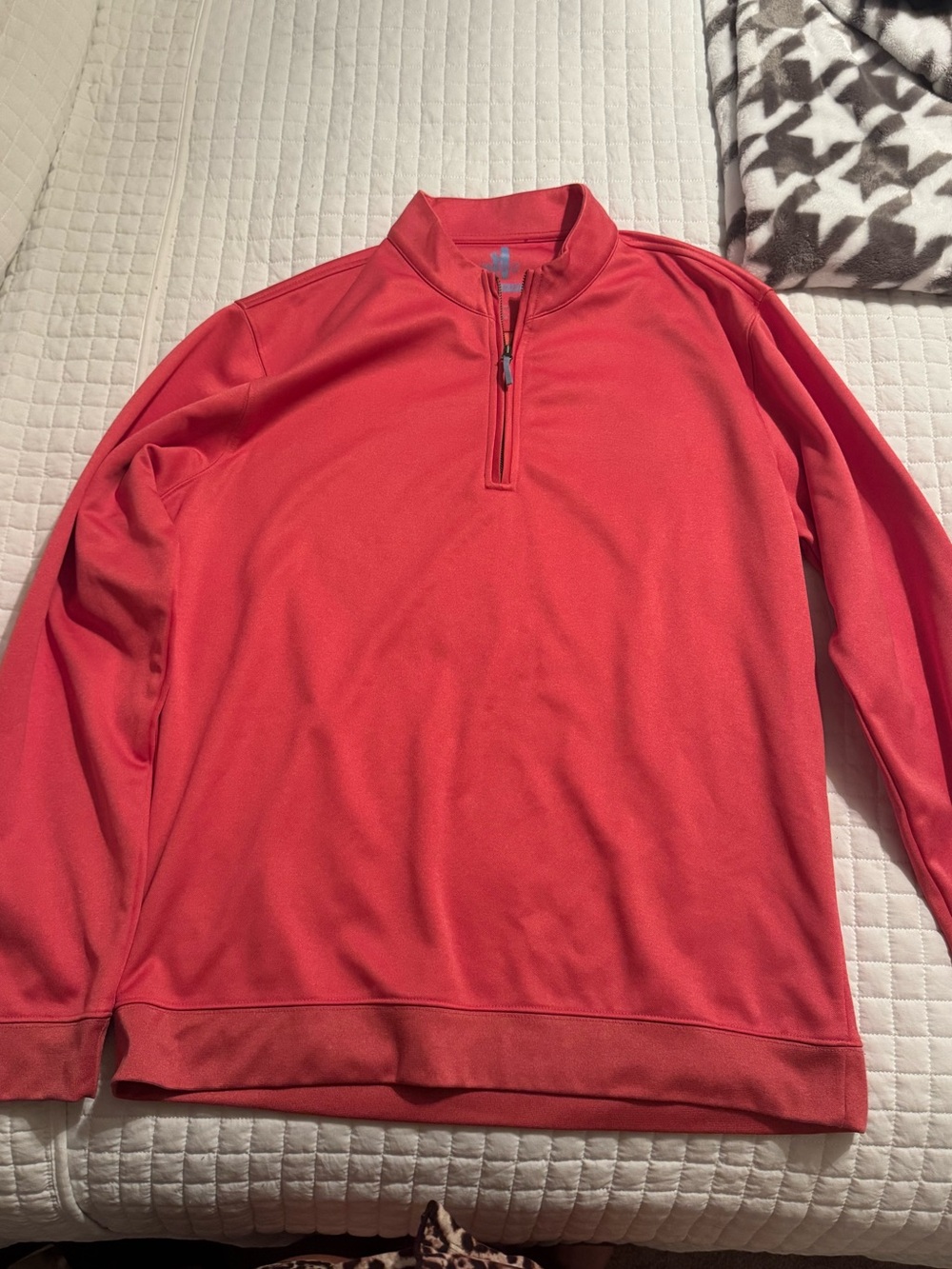 MENS johnnie-O Coral Zip-Front Pullover Sweater